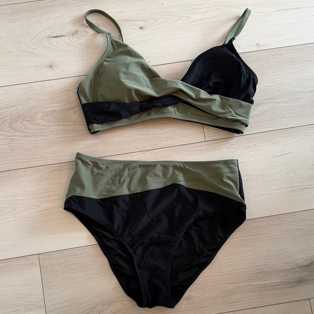 Cupshe Olive and Black Bikini Set